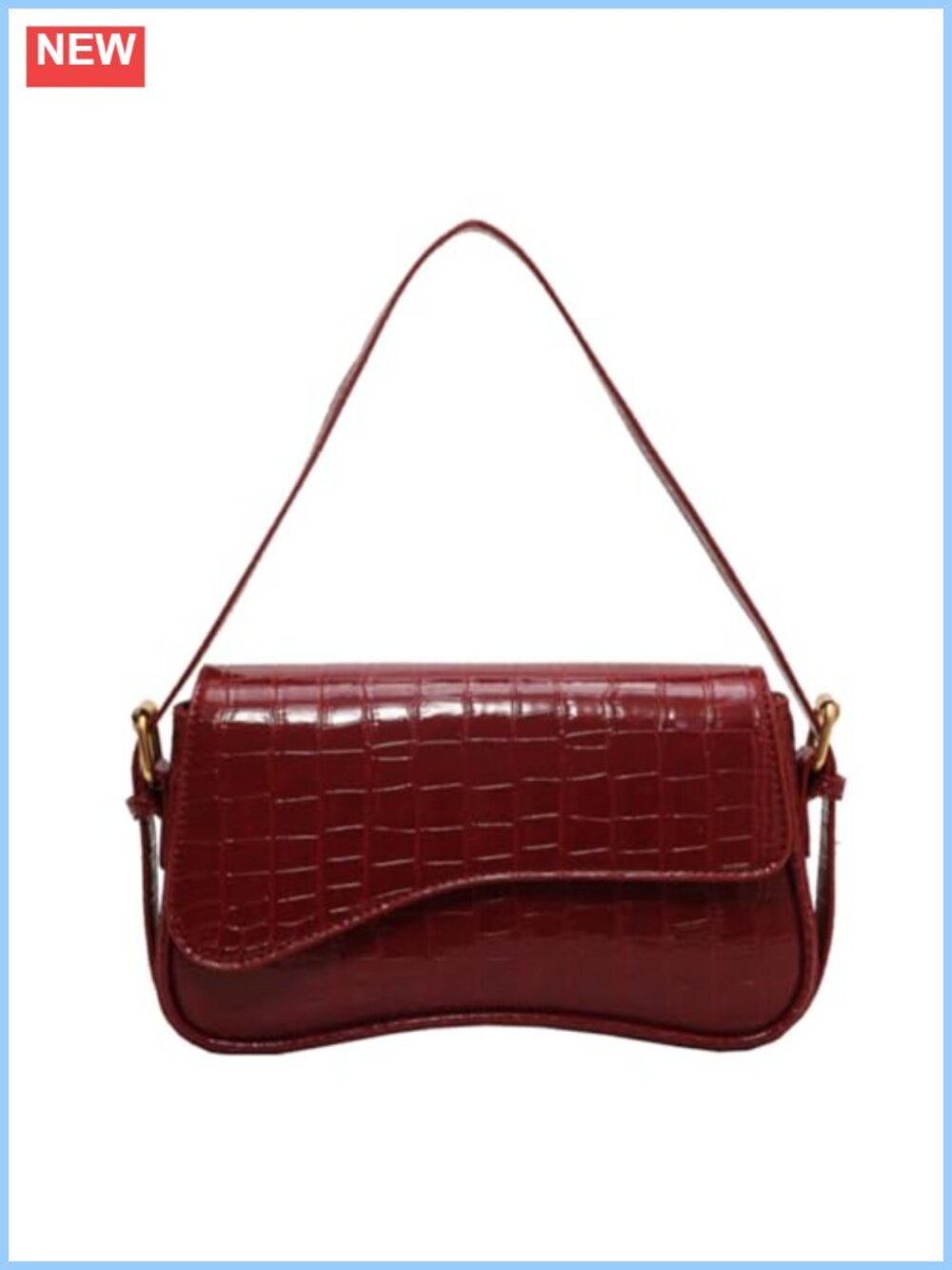 Faux Leather Small Shoulder Bag Crocodile Crossbody Clutch Satchel Y2K Purse